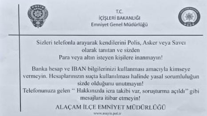 Alaçam polisi vatandaşları dolandırıcılığa karşı  bilgilendirdi.